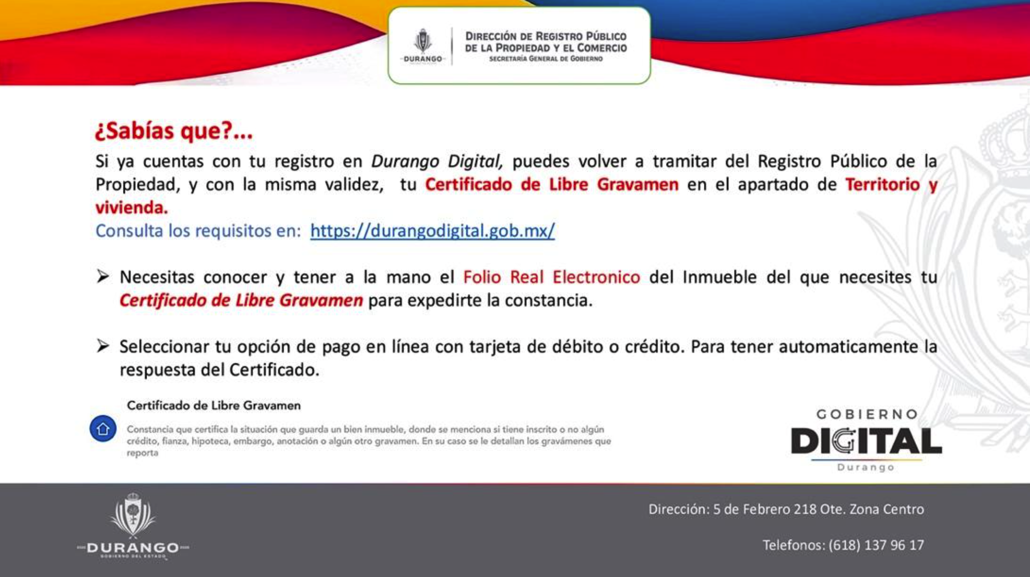 Certificado de Libre Gravamen